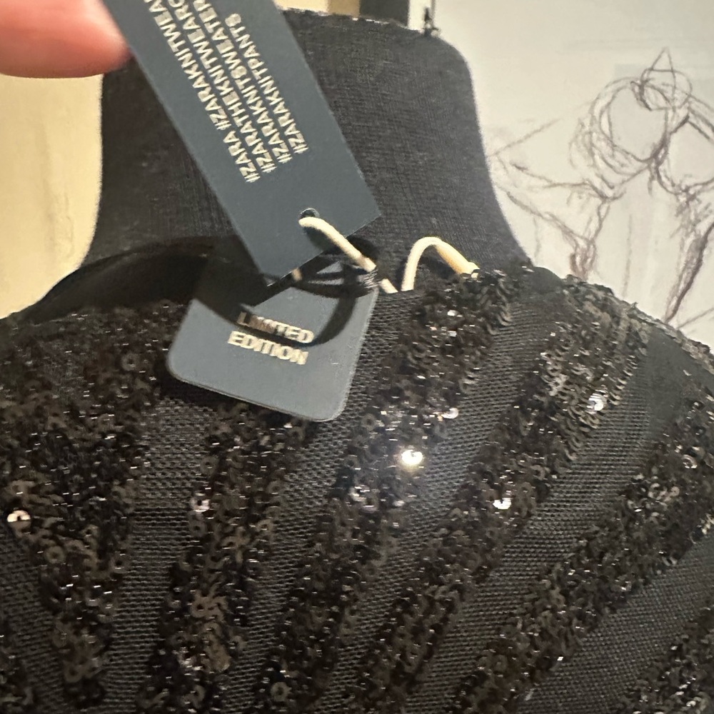 NEW Black Sequin Long Sleeve Dress - Picture 9 of 9